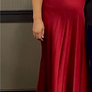 Red Satin Halter Gown